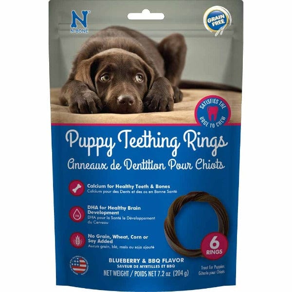 N Bone Grain Free Puppy Teething Rings - Blueberry & BBQ Flavor Dog Chew Toys for Small & Medium Breed Puppies - Soothing Sore Gums During Teething, Training Reward, Dental Health Chews