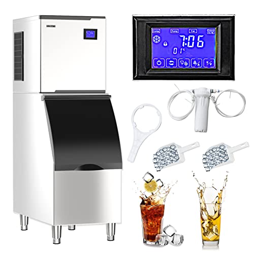 Commercial Ice Maker Machine 400 lbs/24H with 350 lbs Storage Bin & Drain Pump - Heavy Duty Countertop Ice Machine for Restaurants, Bars, Coffee Shops, Large Homes & Outdoor Events - Perfect for Cocktails, Buffets, Catering & Party Serving