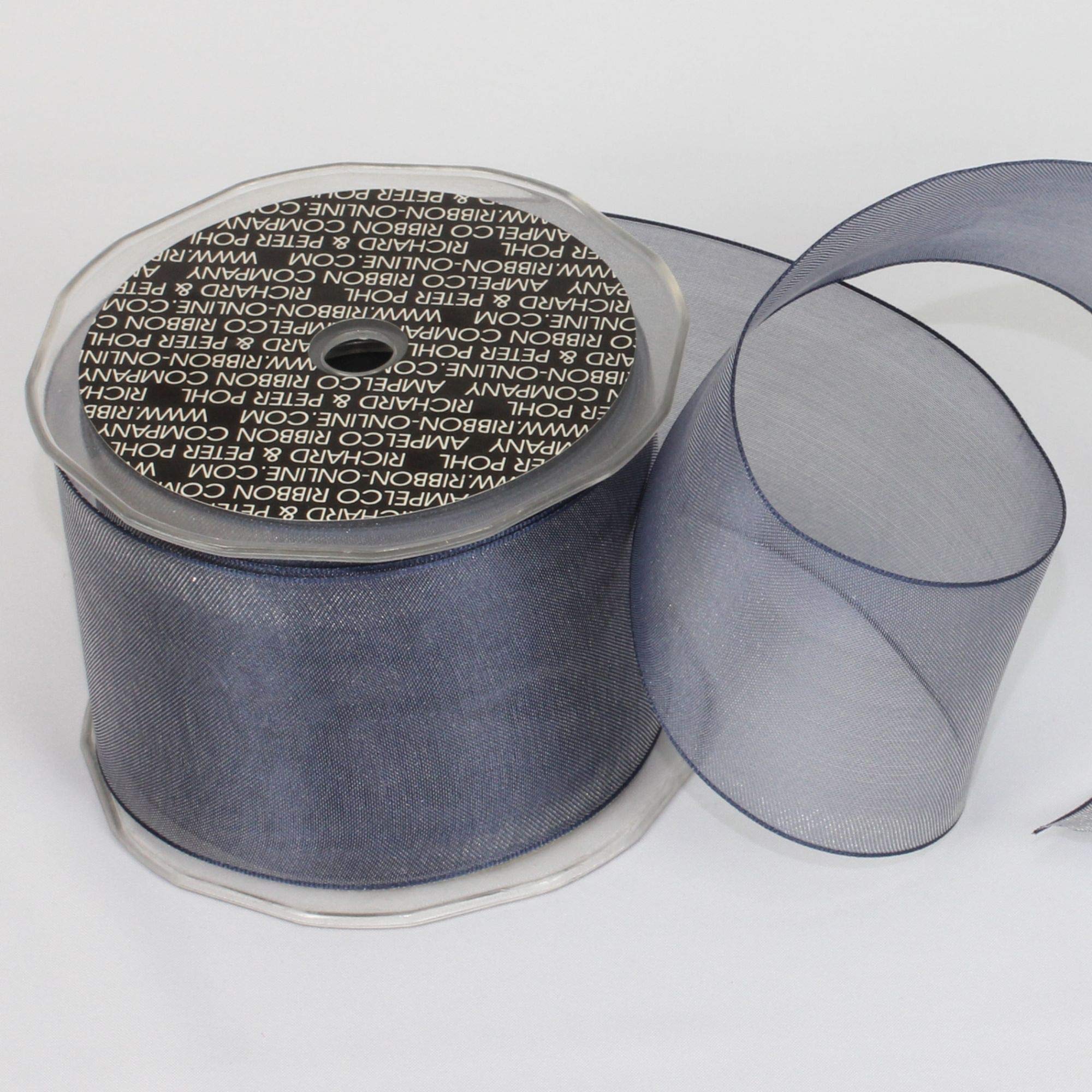 Premium Crystal Organdy Wired Craft Ribbon - Graphite Gray, 2