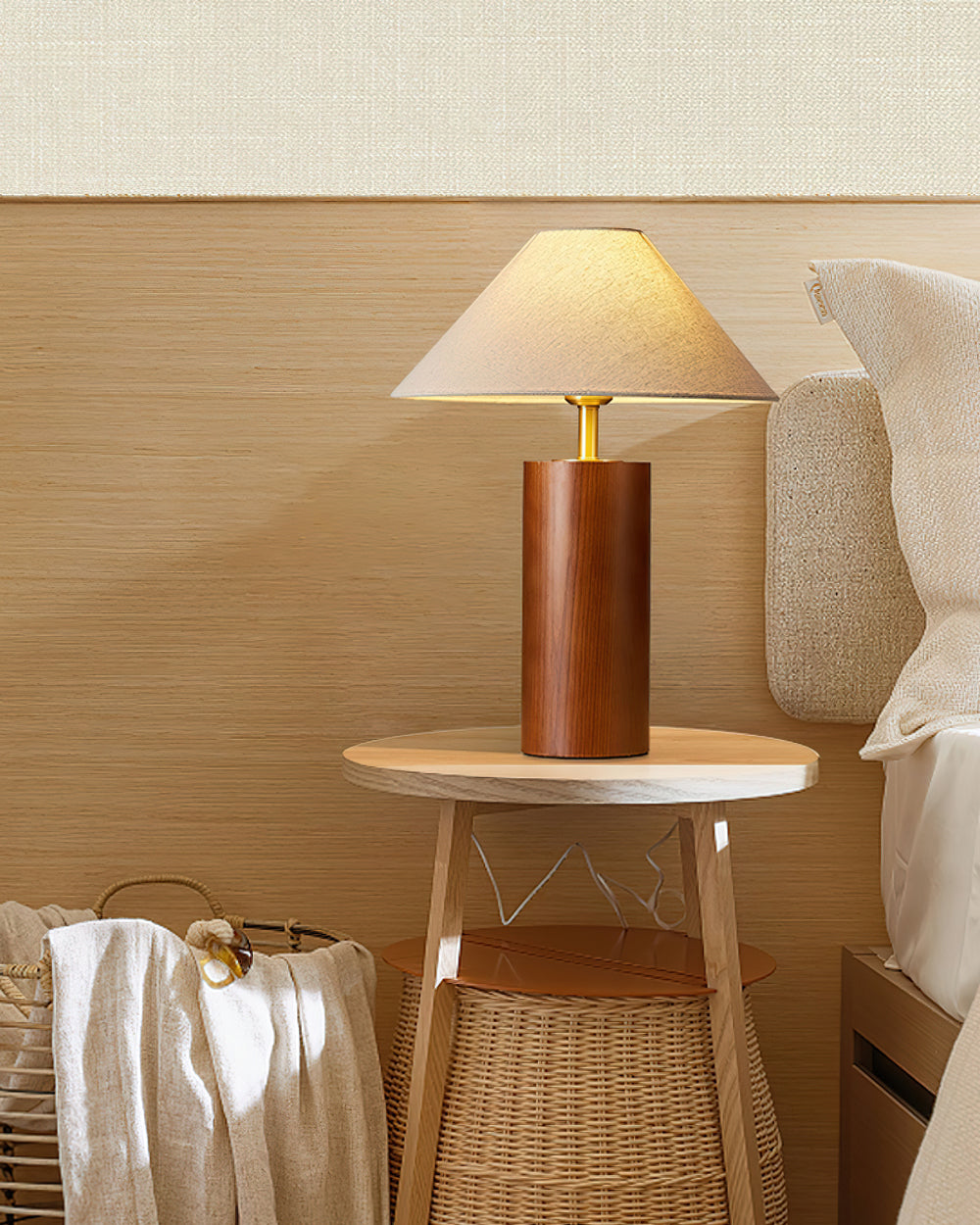 Starr Wood Table Lamp - Modern Handcrafted Wooden Desk Lamp for Home Office, Bedroom & Living Room - Warm Ambient Lighting for Reading & Relaxation
