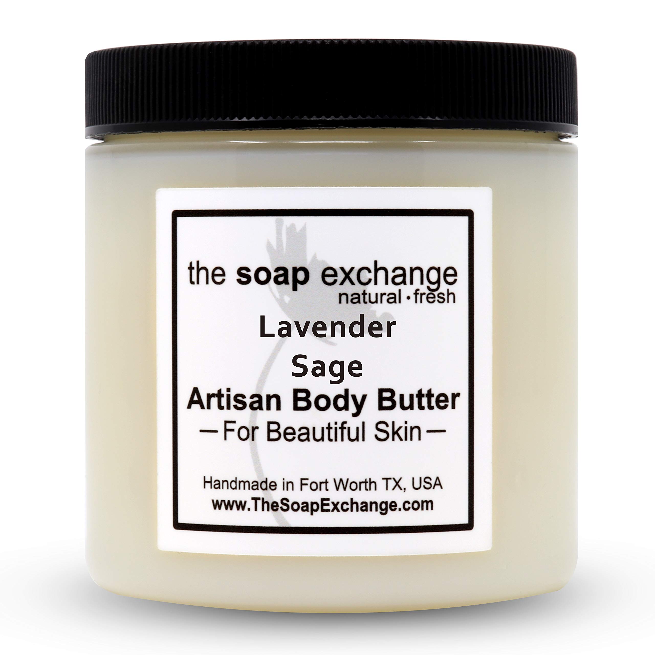 Lavender Sage Body Butter - 8 fl oz / 240 ml Natural Handcrafted Shea Butter Cream with Aloe Vera for Deep Moisturizing & Skin Nourishment - Made in USA - Perfect for Dry Skin Care & Relaxing Aromatherapy
