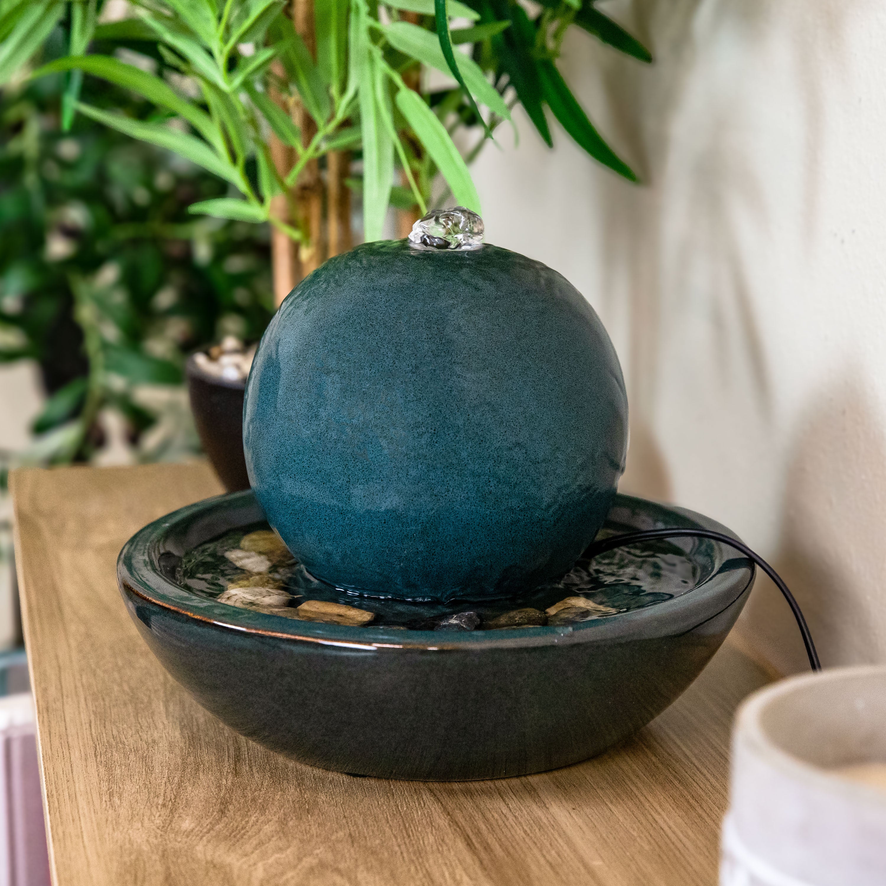 Sunnydaze Indoor Ceramic Tabletop Water Fountain with Orb - 7