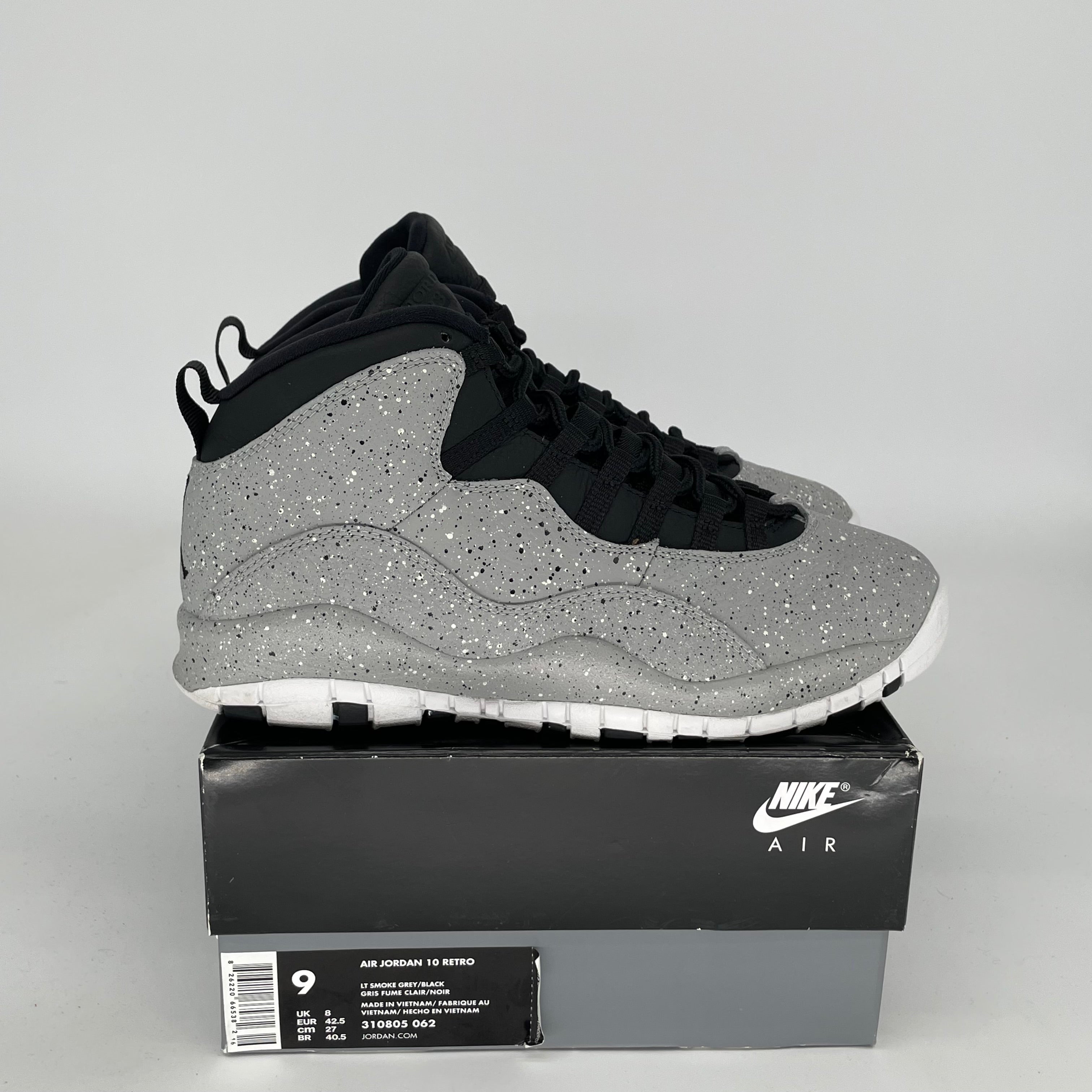 AIR JORDAN 10 Retro Light Smoke Grey Men's Basketball Shoes Size 9 - 310805-062 | Authentic Sneakers for Running, Gym & Streetwear Fashion