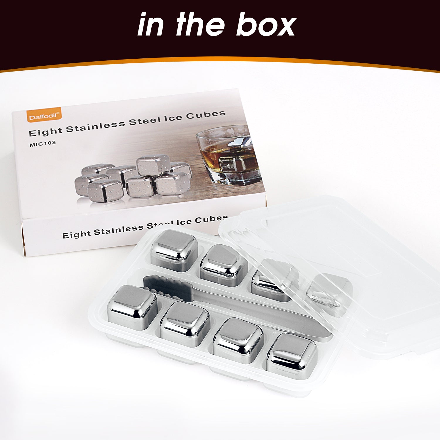 8-Piece Stainless Steel Ice Cubes for Whiskey & Cocktails - Reusable Metal Ice Rocks with Storage Case & Tongs - Perfect for Home Bars, Parties & Outdoor Entertaining