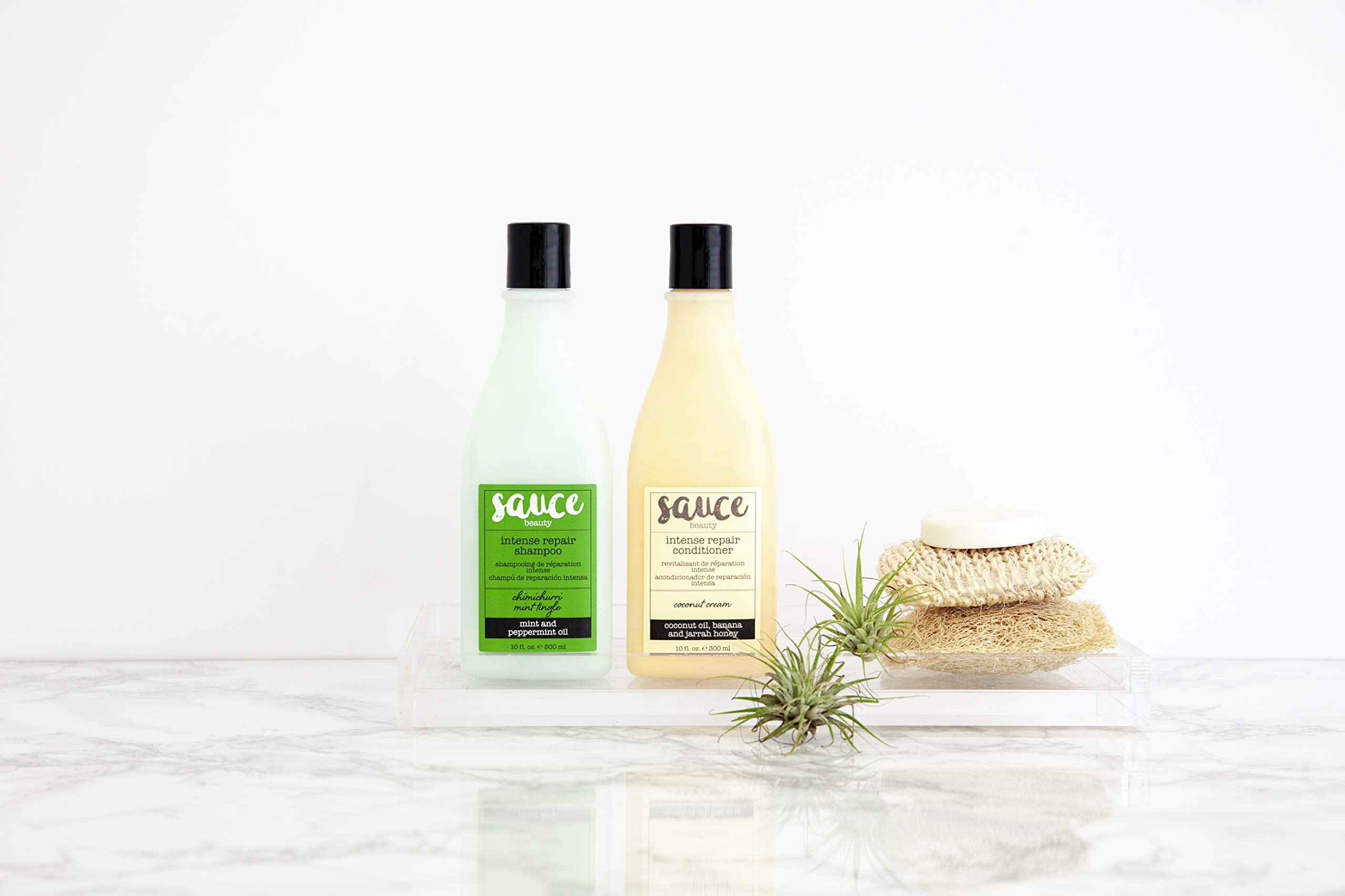 Sauce Beauty Chimichurri Mint Shampoo & Coconut Cream Conditioner Set - 10 fl oz Each - Sulfate Free & Paraben Free Hair Care Duo for Dry, Damaged Hair - Perfect for Daily Use & Salon Quality Results at Home