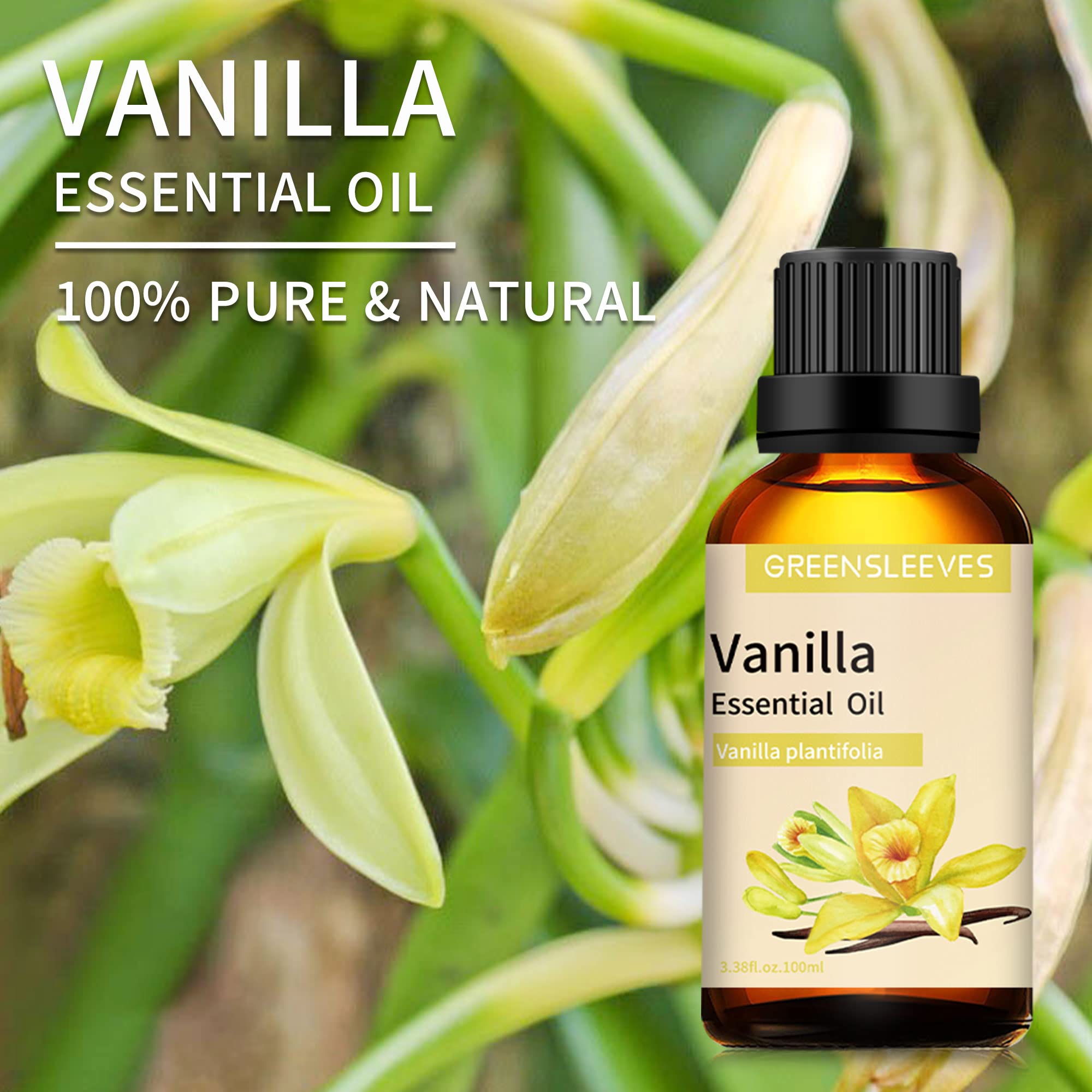 Pure Vanilla Essential Oil 100ml - 100% Natural Fragrance Oil for Aromatherapy, Diffusers, Candles, Soap Making | Relaxing Scent for Home, Spa & Massage Use