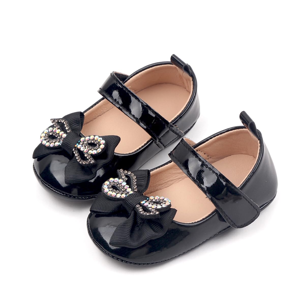 Baby Girls' First Walkers - Non-Slip Soft Sole Mary Jane Flats with Bowknot | Lightweight Infant Dress Shoes for Newborn Toddlers | Perfect for Weddings, Parties & Special Occasions