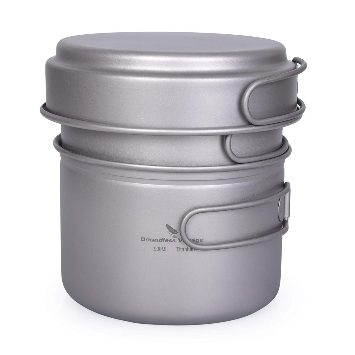 Premium Titanium Camping Cookware Set - Lightweight Folding Handle Pot, Pan & Bowl for Backpacking, Hiking & Outdoor Adventures | Mess Kit for Camping, Picnics & Survival Cooking