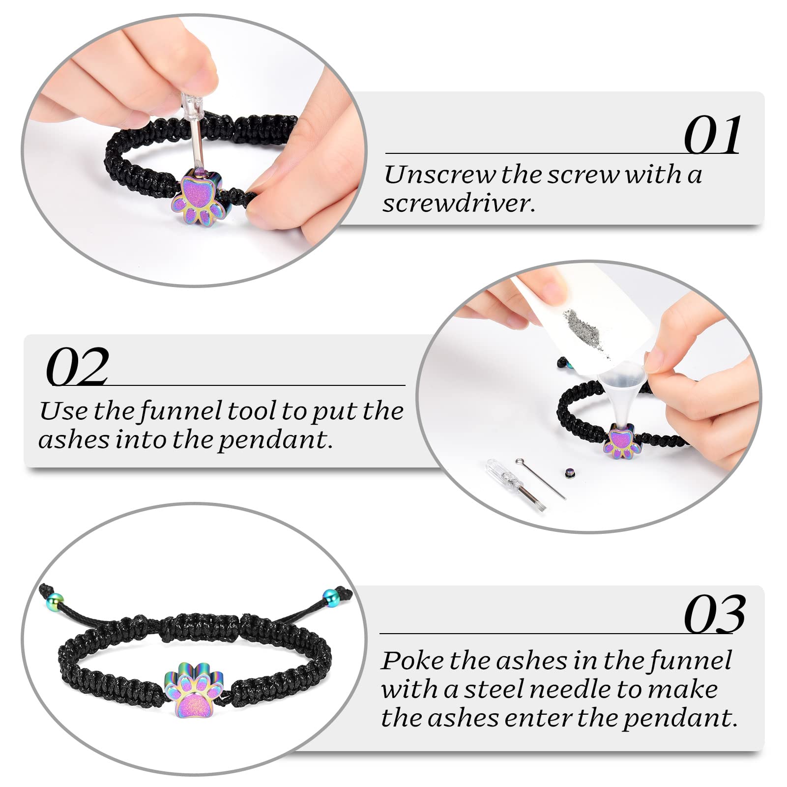 Pet Cremation Bracelet - Stainless Steel Paw Pendant for Ashes | Memorial Jewelry for Grieving Owners