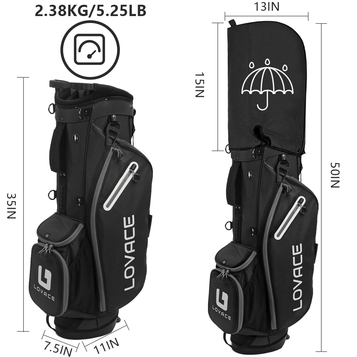 14-Way Lightweight Golf Stand Bag for Men & Women - Perfect for Walking the Course & Range Practice