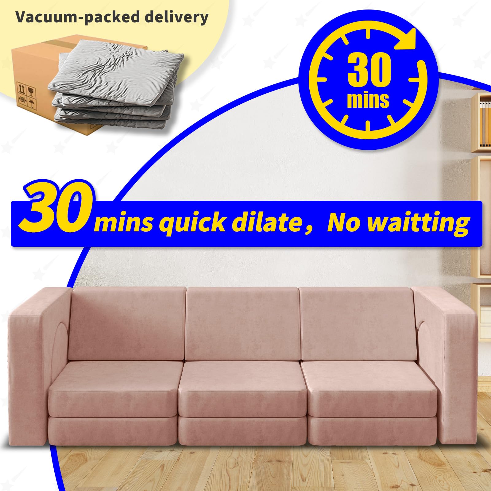 Wanan Kids Couch 12PCS - Modular Play Sofa for Toddlers & Children, 12-in-1 Multifunctional Playroom Furniture for Creative Play, Nap Time & Relaxation - Light Pink Toddler Couch for Boys & Girls - Perfect for Playrooms, Bedrooms & Daycare Centers
