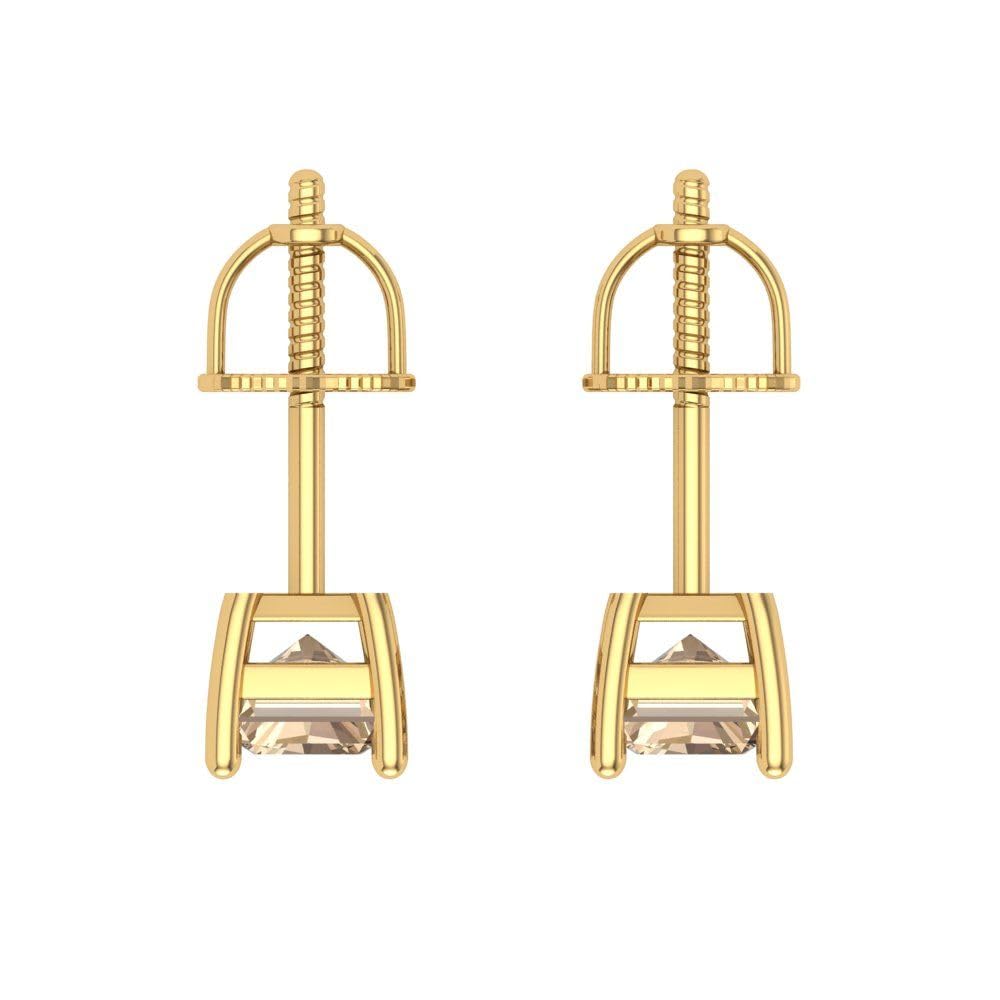 2.0ct Emerald Cut Moissanite Stud Earrings 14k Gold for Daily Wear
