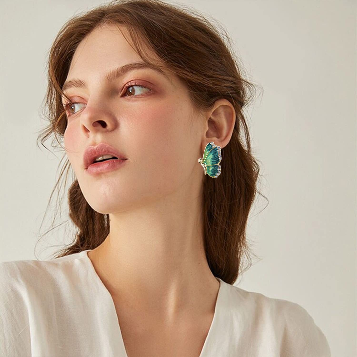 Hypoallergenic Monarch Butterfly Stud Earrings for Women - Colorful Enamel & Crystal Insect Jewelry Set, Cute Tiny Butterfly Ear Studs, Fashion Gift for Girls (Perfect for Parties, Weddings & Everyday Wear)