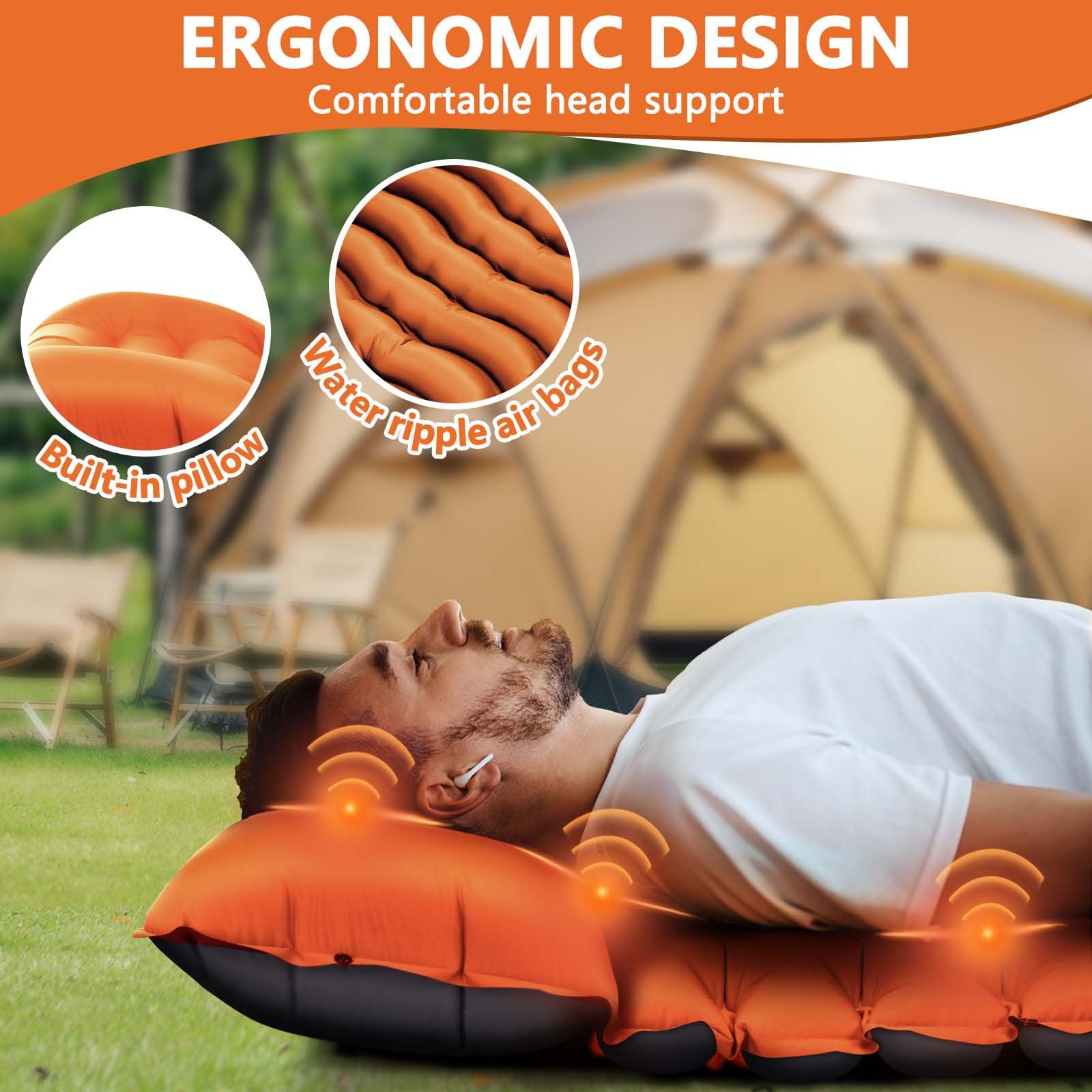 Ultralight Inflatable Camping Sleeping Pad with Built-in Pillow & Foot Pump - Compact Air Mattress for Backpacking, Hiking, Travel - Perfect for Outdoor Adventures, Camping Trips & Backcountry Exploration