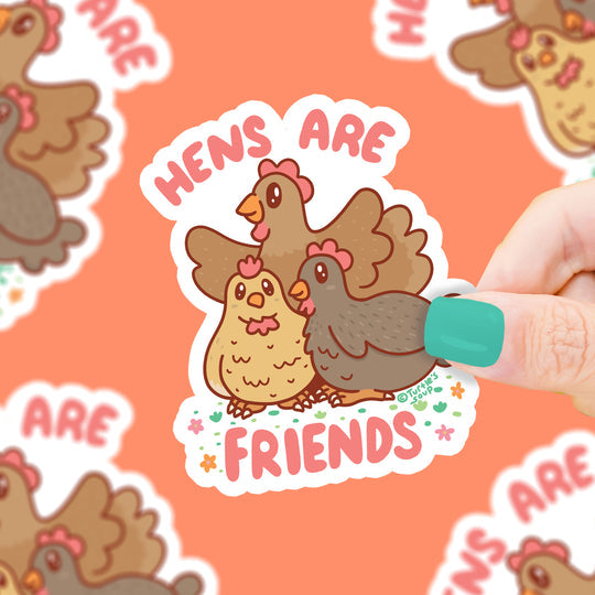 Funny Hens Are Friends Sticker - Cute Chicken Lover Decal for Laptops, Water Bottles & DIY Crafts - Perfect for Animal Lovers & Farmhouse Decor