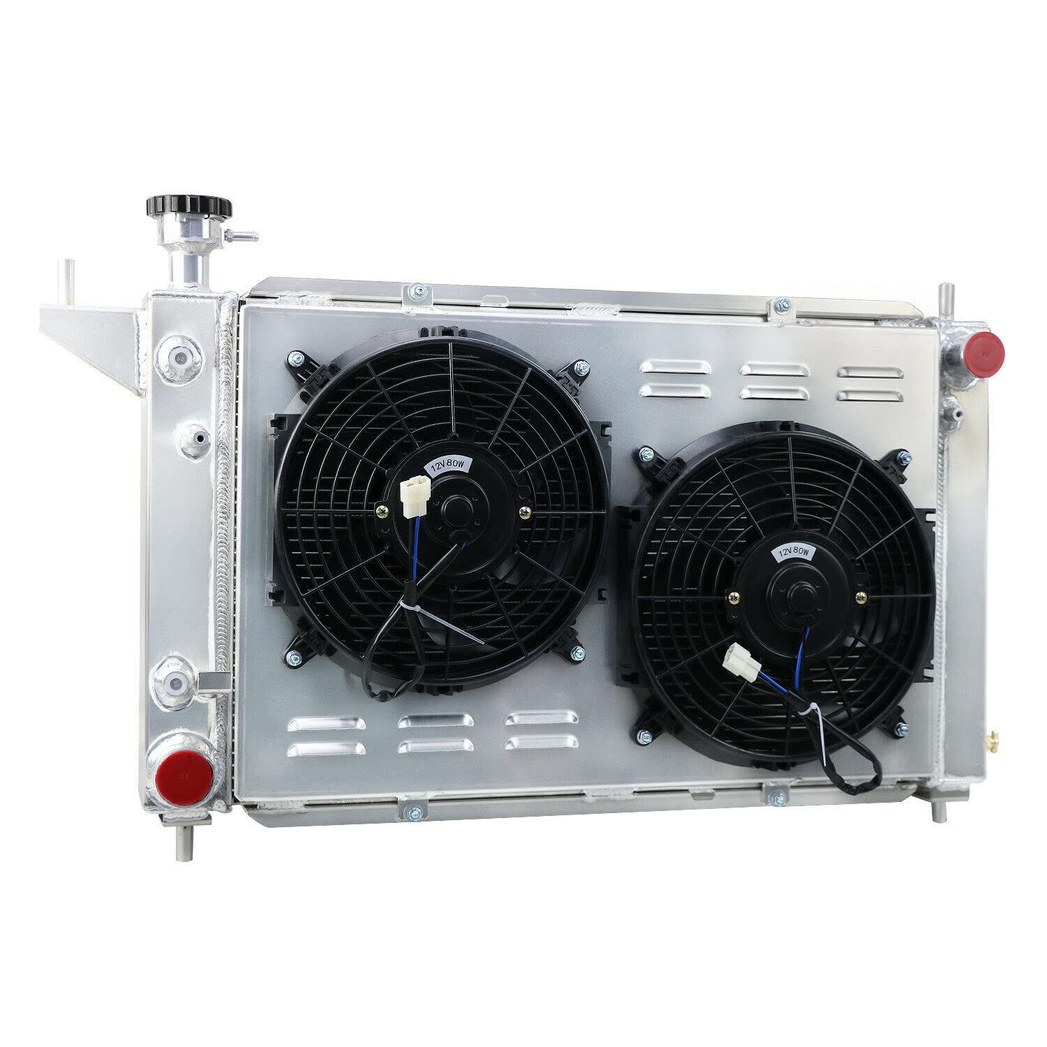 High-Performance All-Aluminum Radiator for 1994-1996 Ford GT SVT 3.8L V6 & 5.0L V8 - 3 Row Core Cooling System with Fan Shroud & Relay Kit (Part# CU1488) - Perfect for Racing, Off-Road & High-Temperature Driving Conditions