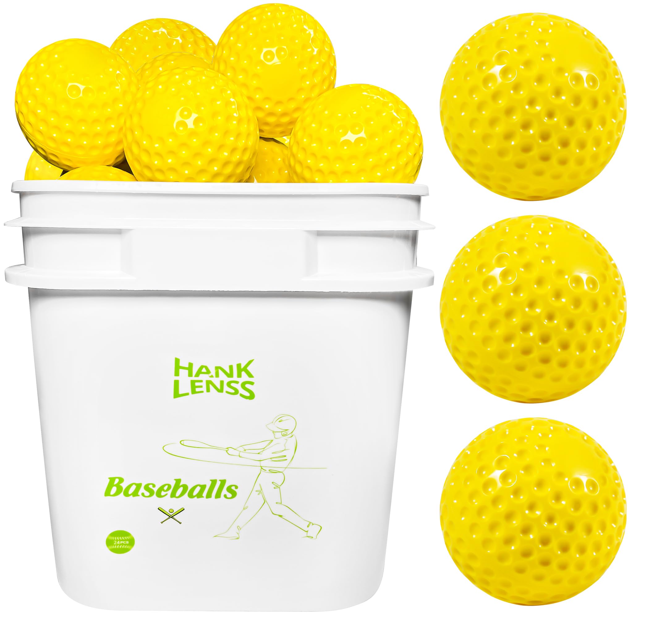 24 Pack Dimpled Baseballs for Pitching Machine - Practice Baseballs for Hitting, Fielding & Hand-Eye Coordination | Rubber Training Balls for Baseball Practice, Batting Cages & Backyard Drills