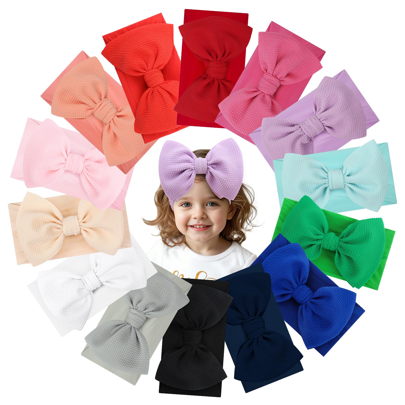 YanJie Baby Hair Bows for Girls - Soft Headbands for Infants, Newborns & Toddlers in Pink, Red & Blue | Perfect for Photography, Birthday Parties & Daily Outfits