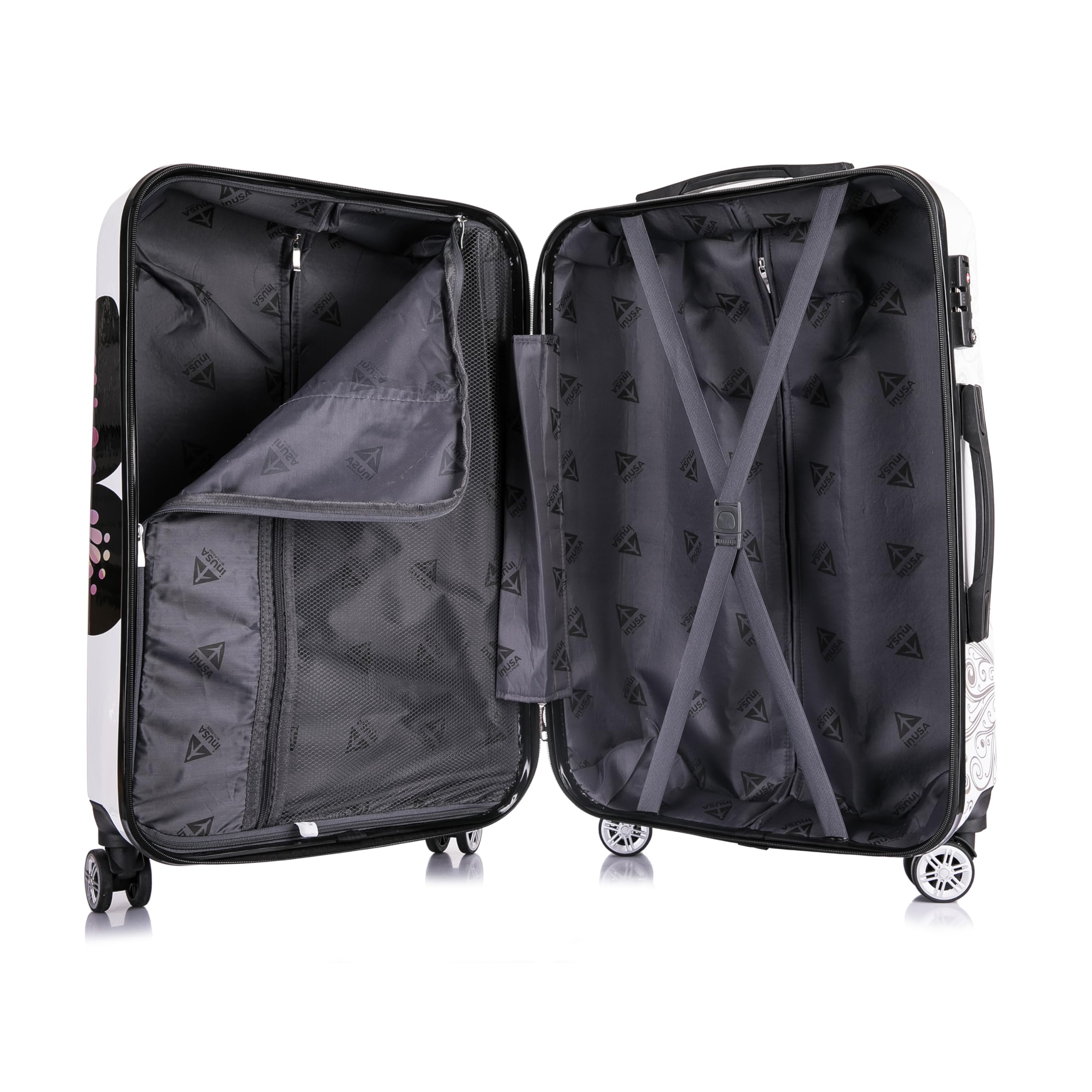 InUSA Butterfly Print Luggage Set with 360° Spinner Wheels - 3-Piece Durable Lightweight Hardside Suitcase (20in, 24in, 28in) for Women Travel | Carry-On & Checked Bag for Airplane, Vacation & Business Trips