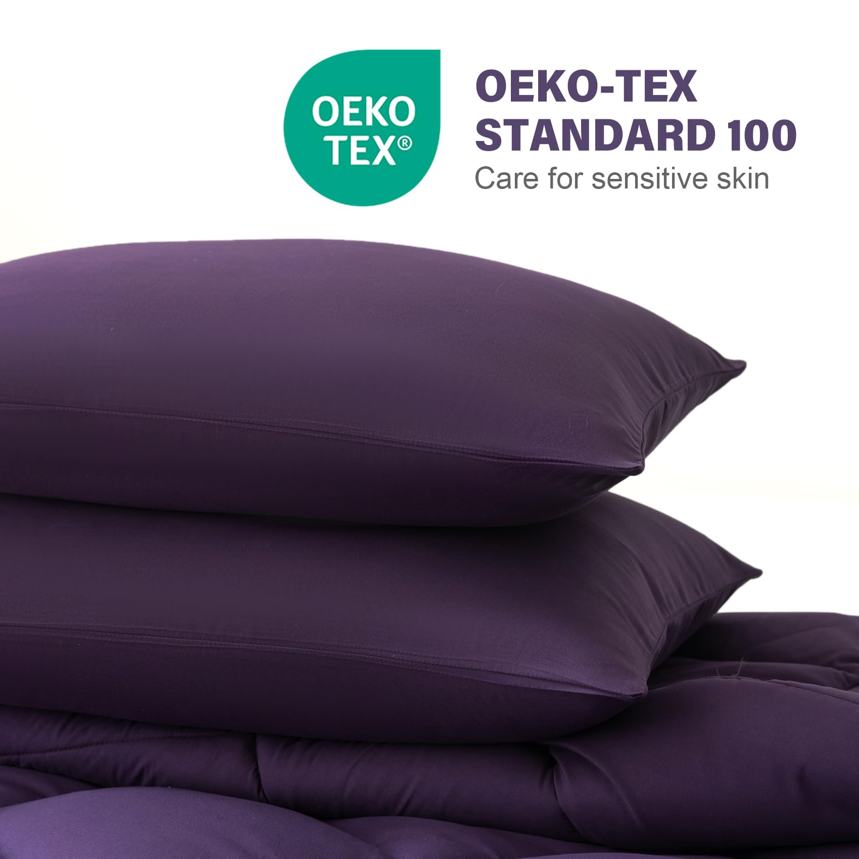 Decroom Lightweight King Comforter Set - 3 Piece Quilted Down Alternative Bedding with 2 Pillow Shams | All-Season Purple Duvet Insert for King Size Beds | Perfect for Master Bedrooms, Guest Rooms & Cozy Home Decor