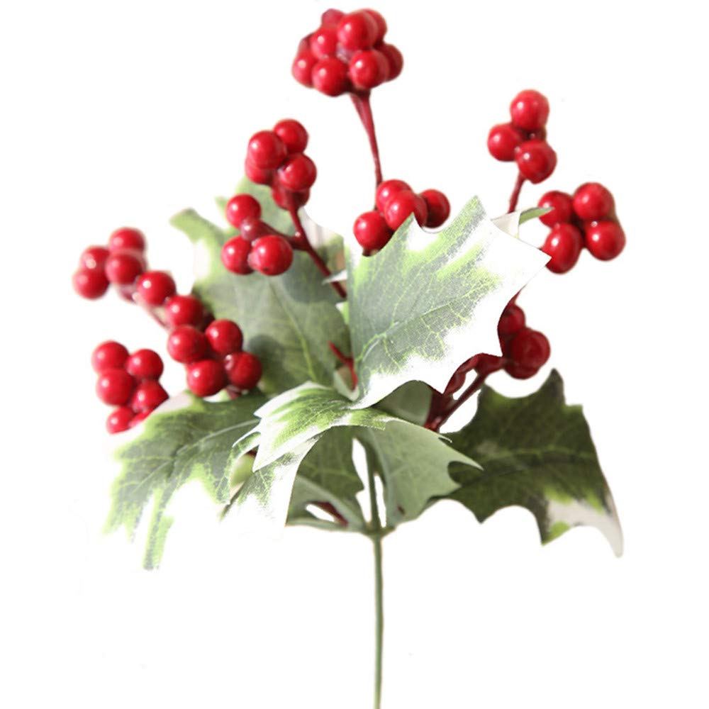 Lucky Artificial Berries Flowers Fruit Decor - Auspicious Home Decoration for Living Room, Bedroom, Wedding (Red, One Size)