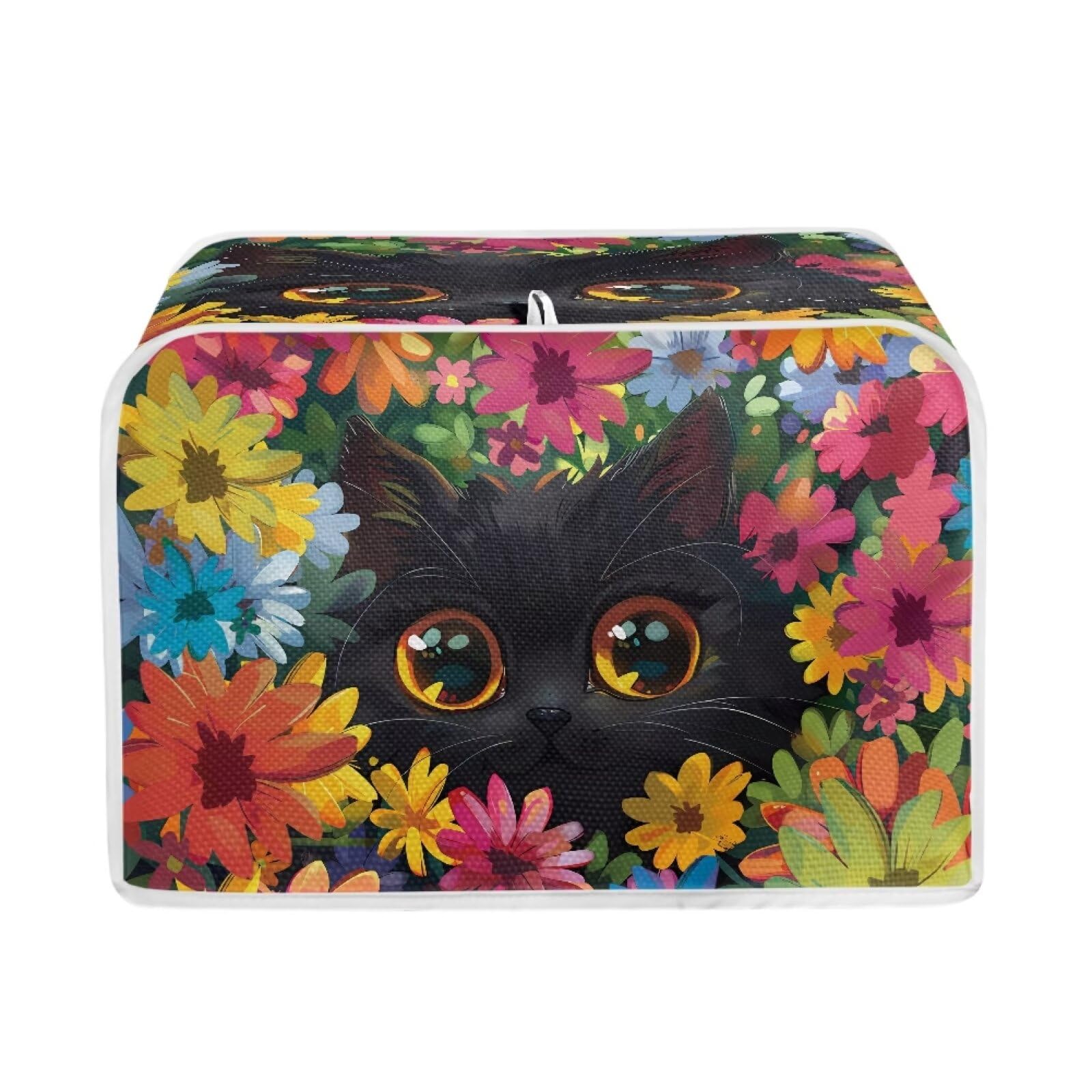 Flower Cats 4-Slice Toaster Covers - Durable, Lightweight, Universal Size Kitchen Appliance Protectors with Top Hook for Decorative Home and Kitchen Use