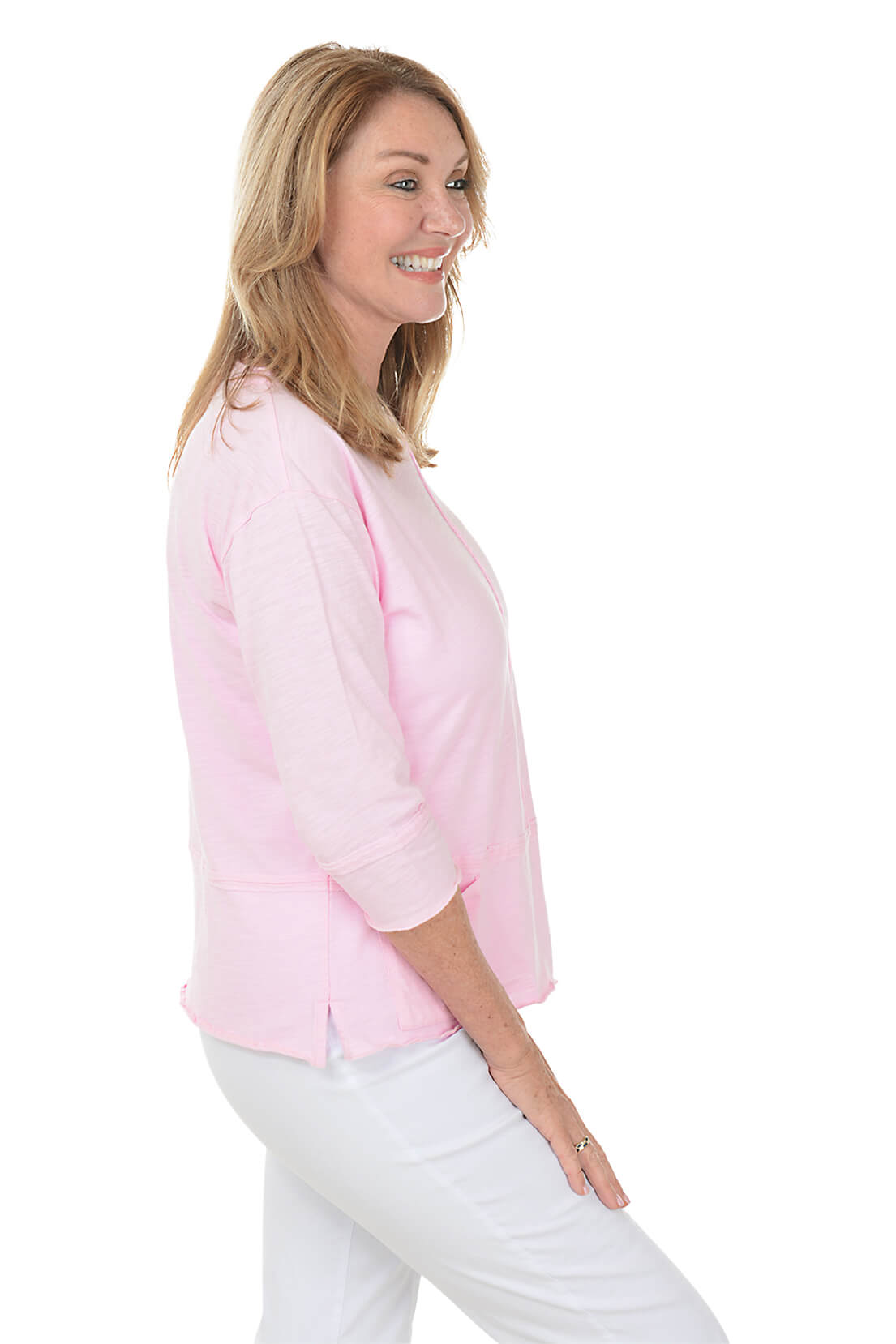 Women's Front Seamed Double Pocket Knit Top - Casual Long Sleeve T-Shirt for Everyday Wear, Work & Outfits