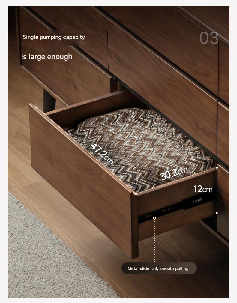 Premium Black Walnut Solid Wood Italian Style Luxury Dresser - Elegant Bedroom Storage Solution for Master Bedrooms & Guest Rooms