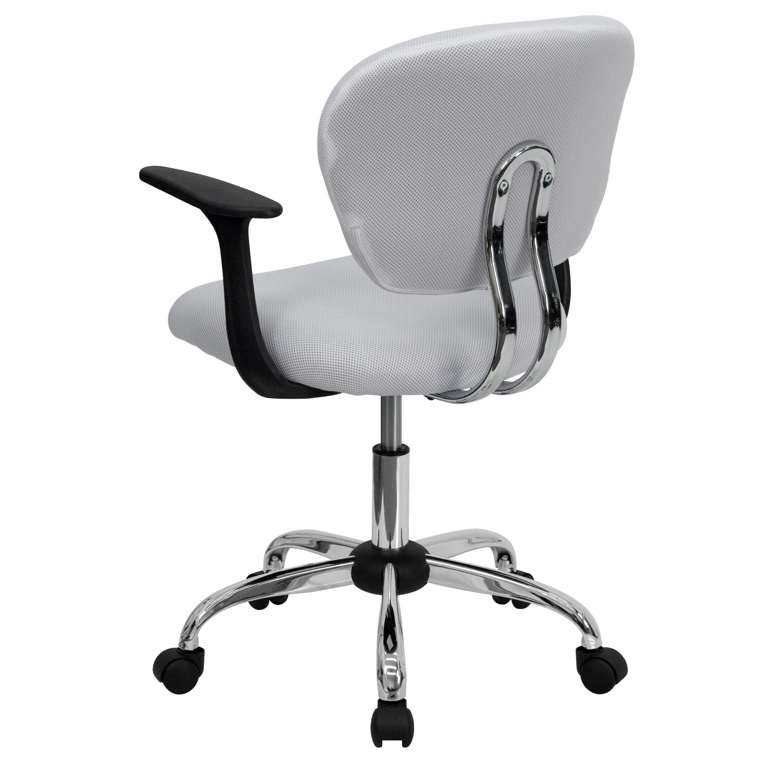 Ergonomic Mid-Back White Mesh Office Chair with Padded Seat & Adjustable Arms - Perfect for Home Office, Gaming, and Workspace Comfort