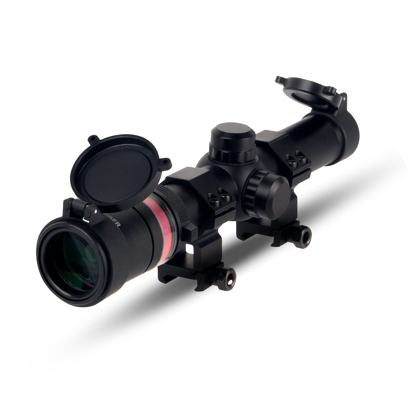 1.5-6X24mm Tactical Rifle Scope with Red Fiber Optic & Picatinny Rail - 1/4 MOA, Fully Multi-Coated, One-Piece Aluminum Tube, Second Focal Plane (Includes 11mm & 20mm Rings) - Perfect for Hunting, Target Shooting & Tactical Operations