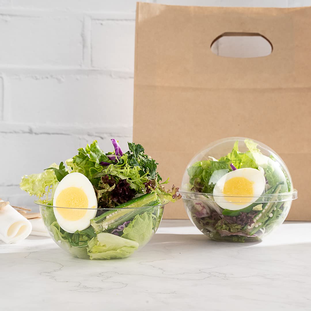 Restaurantware Thermo Tek 12oz Clear Plastic Salad Bowls with Airtight Dome Lids - 50 Pack Disposable Food Containers for Fresh Salads, Meals & Takeout | Perfect for Restaurants, Catering & Meal Prep