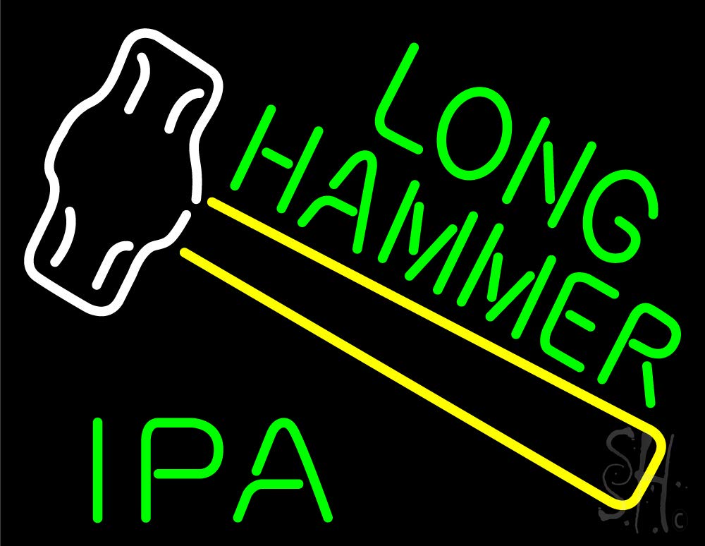 Long Hammer IPA LED Neon Sign 15x19 Inches - Black Square Cut Acrylic Backing with Dimmer - Bright Premium Indoor LED Neon Light for Home Bar, Man Cave, Pub Decor - Perfect for Military Themed Rooms & Defense Force Enthusiasts