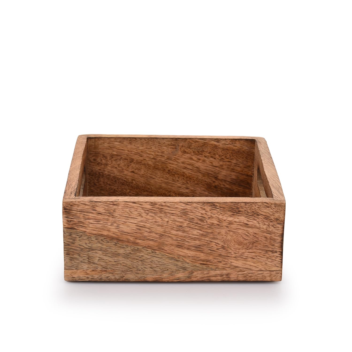 Premium Square Mango Wood Napkin Holder with Burning Finish - 7.5