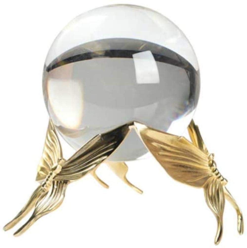 Luxury Copper Butterfly Crystal Ball Figurine - Elegant Home Decor for Living Room