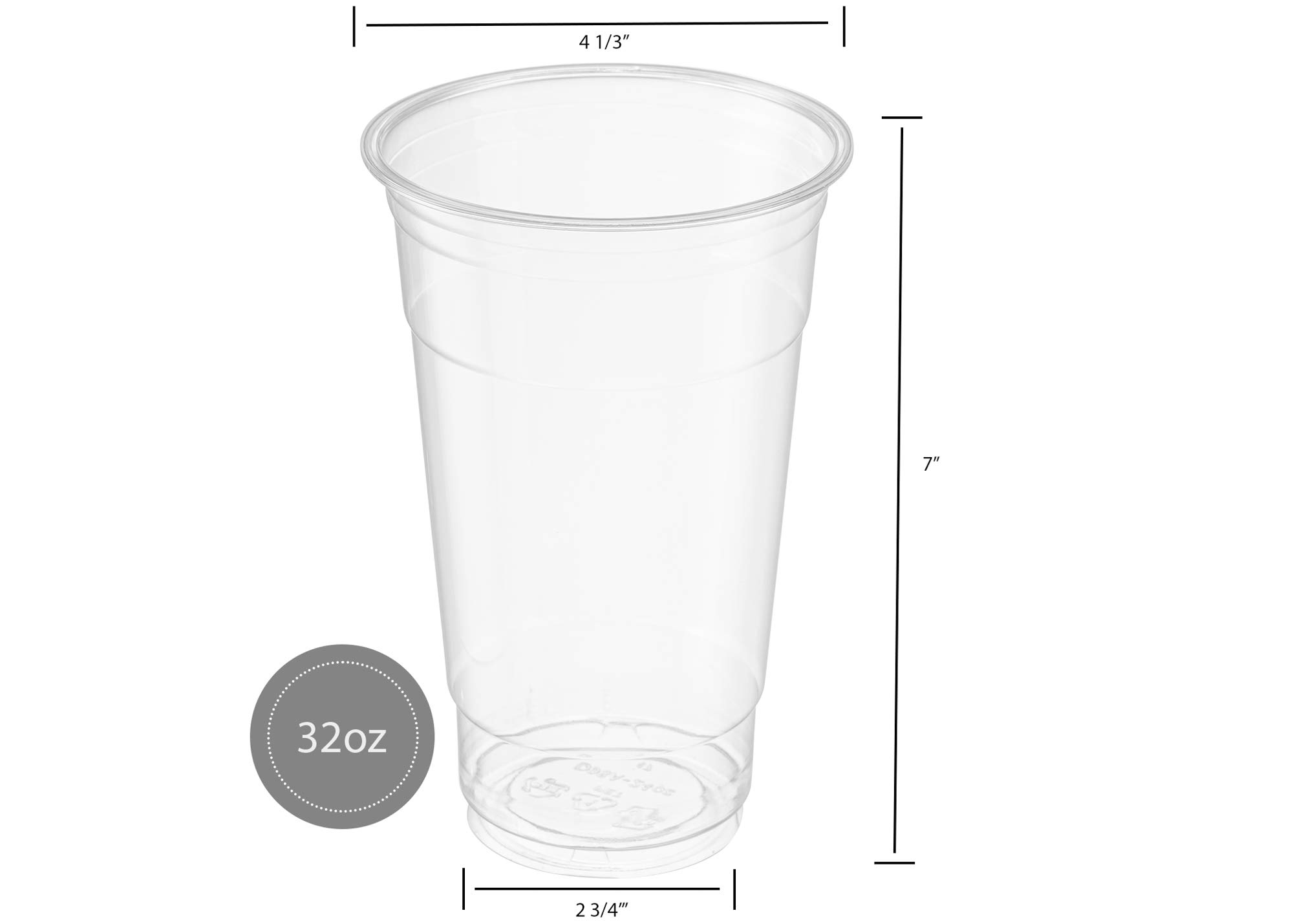 100-Pack 32oz Clear PET Plastic Cups for Iced Coffee, Cold Drinks, Smoothies, Slushies - Disposable Party Cups for Events, BBQs, Picnics & Outdoor Gatherings