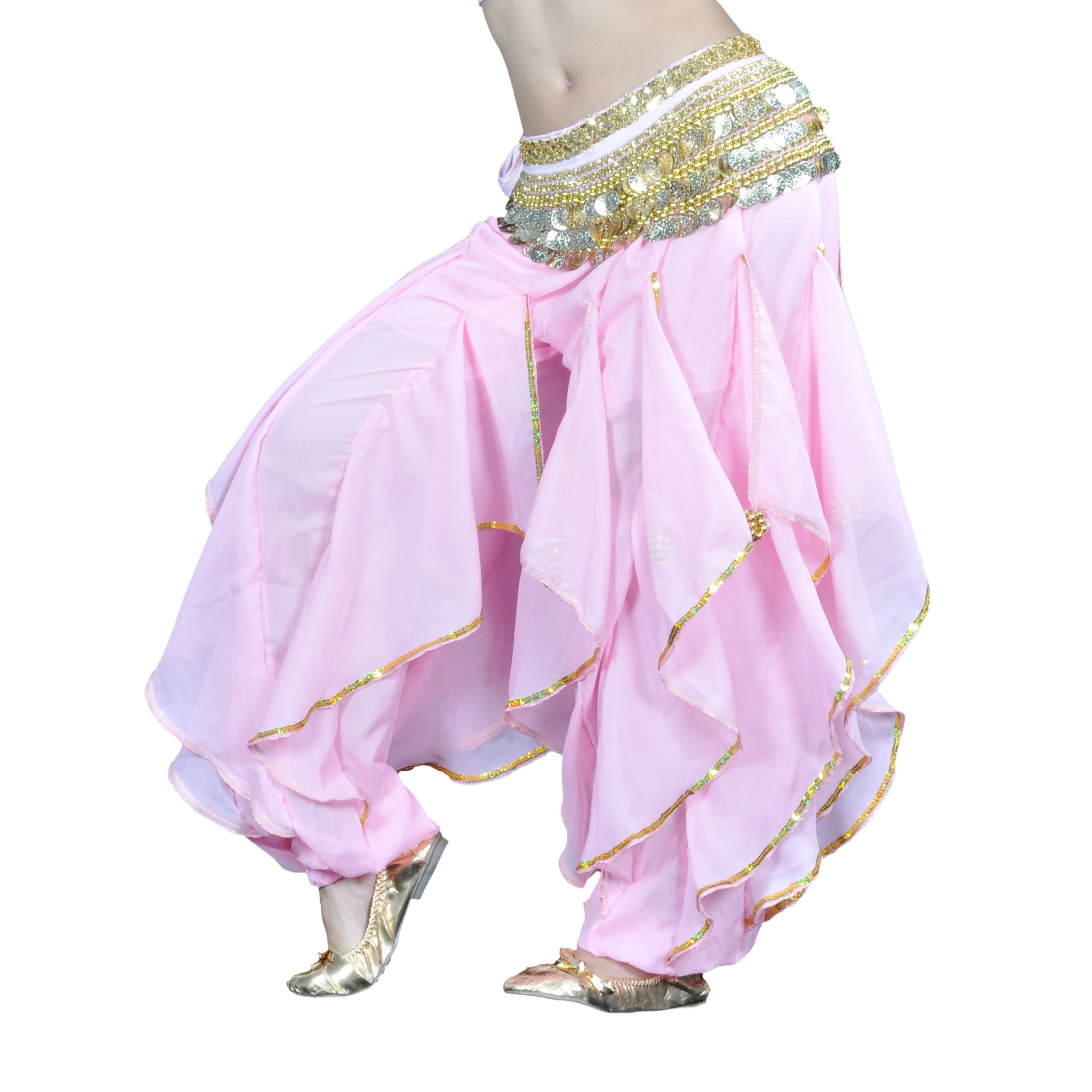 Belly Dance Harem Pants for Women - Tribal Baggy Arabic Yoga Pants - Comfortable Hippie Boho Pants for Dance, Halloween Costume, and Festival Wear