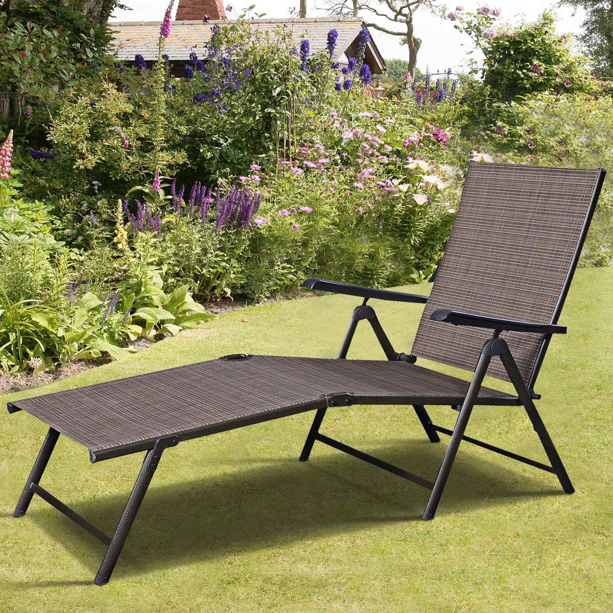 Casart Adjustable Chaise Lounge Chair - Outdoor Reclining Sun Lounger for Poolside, Garden, Patio & Backyard - Perfect for Sunbathing, Relaxing and Outdoor Leisure Time