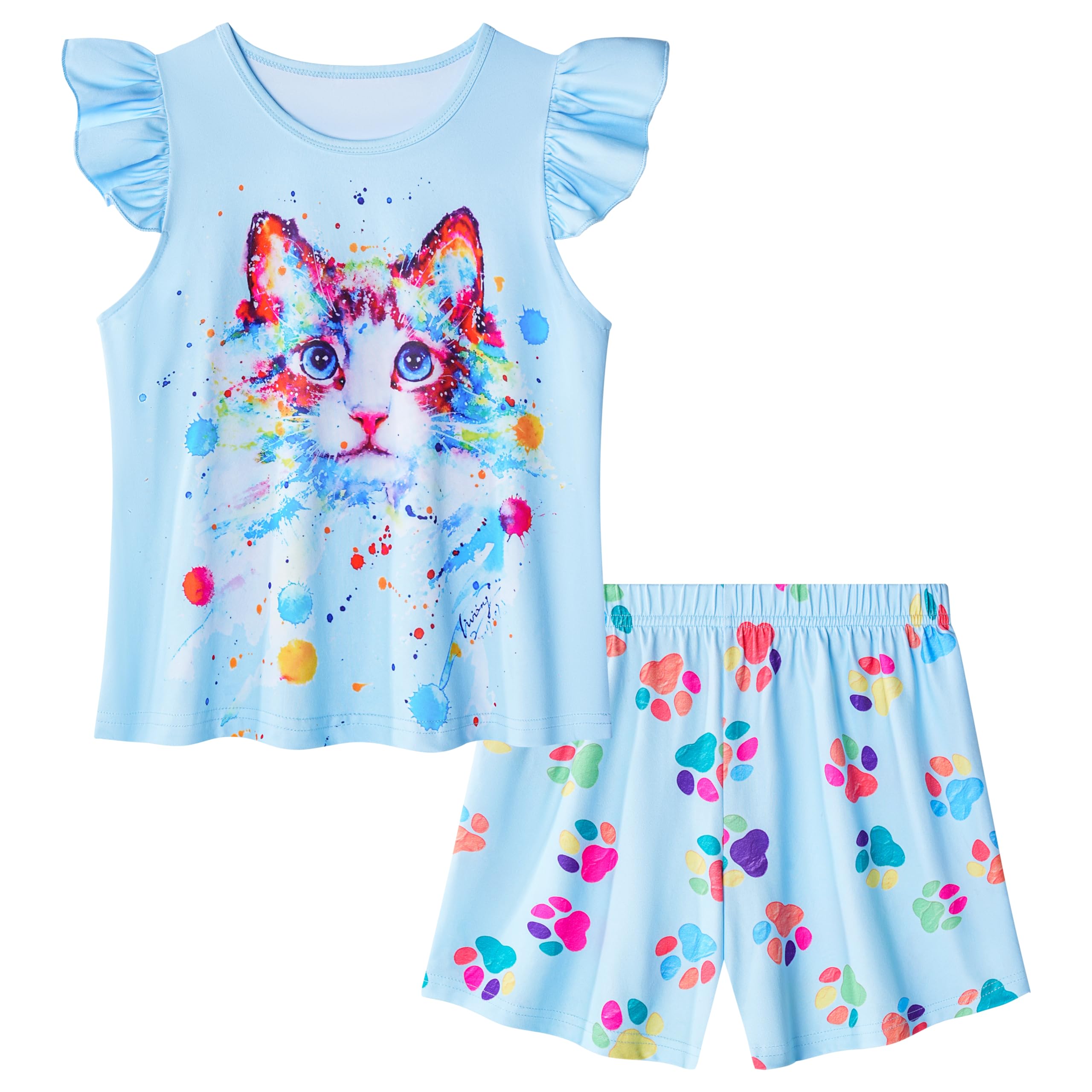 **LQSZ Girls Pajamas Set - Soft Cotton Toddler Sleepwear for Girls 2-12 Years | Cute Summer PJs for Kids | Perfect Gift for Birthday & Sleepovers**    *（优化点：增加材质描述、年龄范围更清晰，突出适用场景如生日礼物和睡衣派对）*