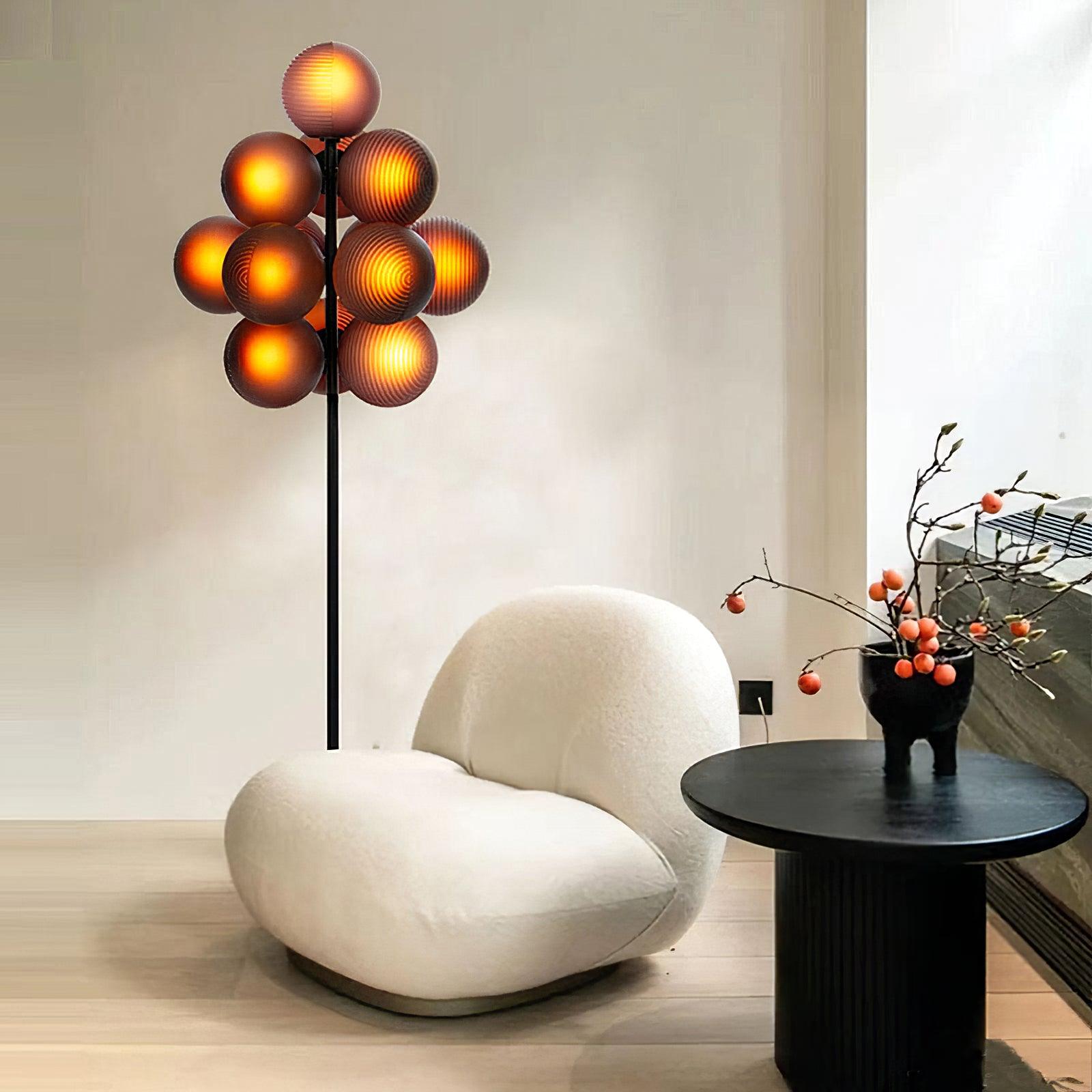 Modern Grape Floor Lamp - Adjustable LED Standing Light for Living Room, Bedroom, or Office - Warm White & Cool White Dimmable Lighting for Home Decor