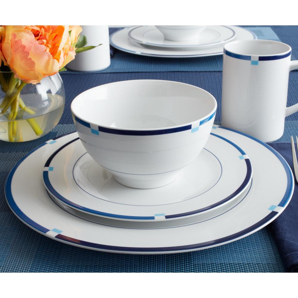 Jet Set Blue Set of 4 Soup & Cereal Bowls - Microwave & Dishwasher Safe - Perfect for Breakfast, Soup, Salad & Dessert Serving