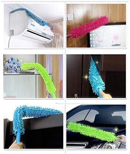 Extendable Microfiber Duster with Flexible Rod - Long Reach Cleaning Tool for Home, Car & Office - Dust Ceiling Fans, Shelves & Hard-to-Reach Areas - Multicolor Cleaning Supplies for Easy Dusting