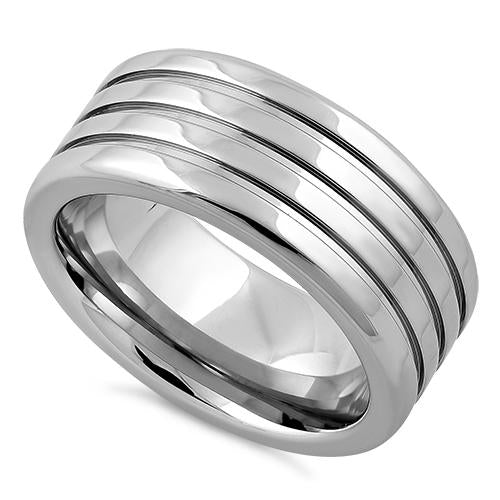 Stainless Steel 4-Layer Triple Groove Band Ring for Men & Women - Durable Wedding, Engagement, or Fashion Jewelry Gift