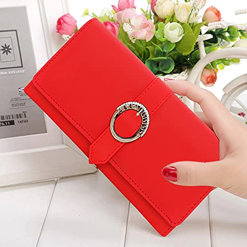 WROOTED Women's Stylish Red Faux Leather Clutch Purse - Trendy Handbag Wallet for Daily Use | Perfect for Parties, Work & Evening Events