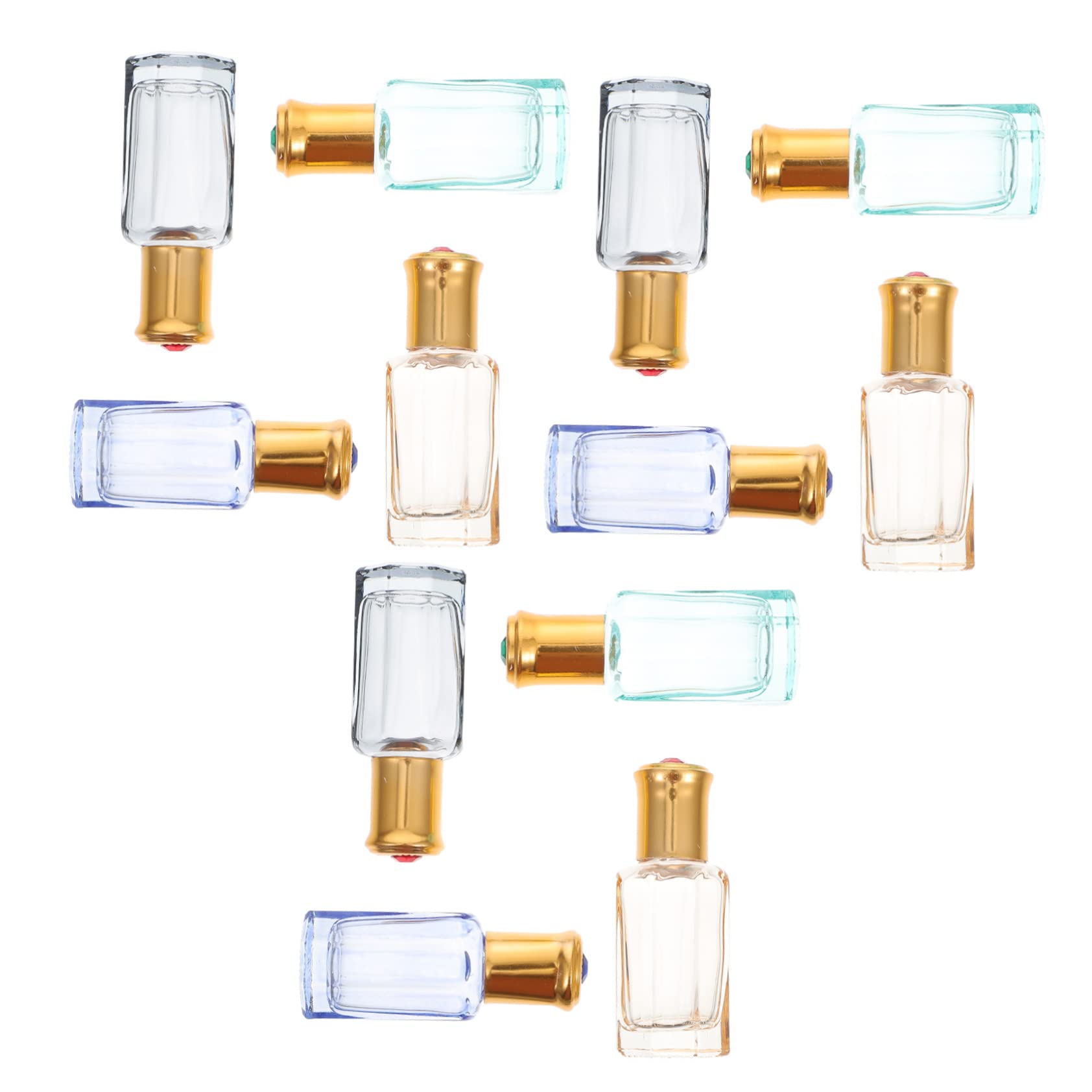 FRCOLOR 12 Pack Empty Refillable Glass Roller Bottles - Octagonal Perfume Roll-On Bottles for Travel, Essential Oils & Cosmetics | Mini Containers for DIY Perfume, Aromatherapy & Gift Sets