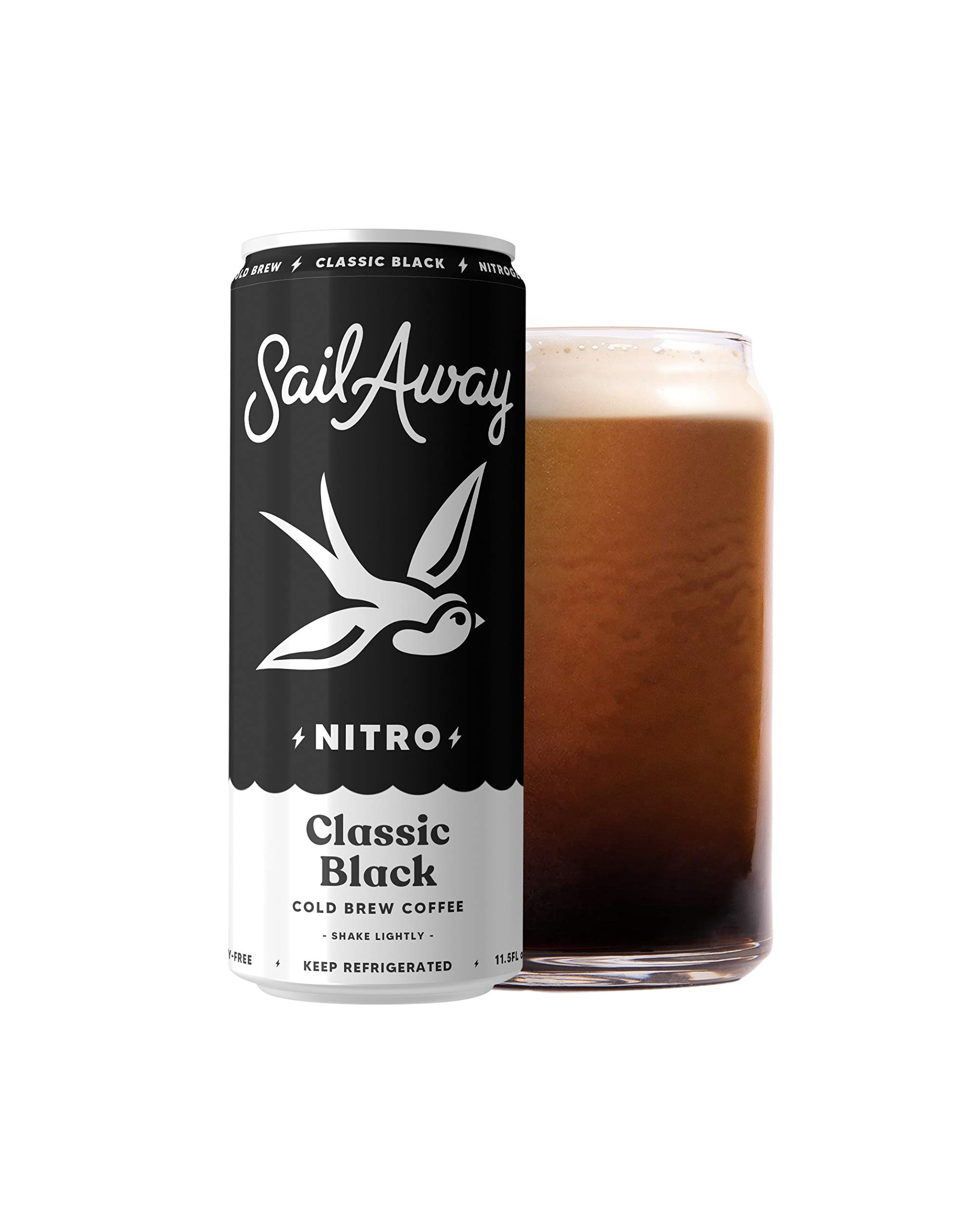Nitro Cold Brew Coffee Cans - Low Acid, High Caffeine (220mg) | Gluten Free, Organic & Keto Friendly | Classic Black Flavor, 6 Pack - Perfect for Office, Gym & On-the-Go Energy Boost