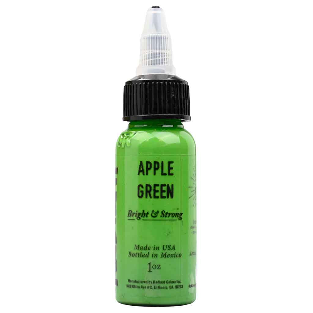 Premium Apple Green Tattoo Ink - 1 oz Bottle for Professional Tattoo Artists | Vibrant, Long-Lasting Color | Ideal for Sleeves, Lettering & Body Art