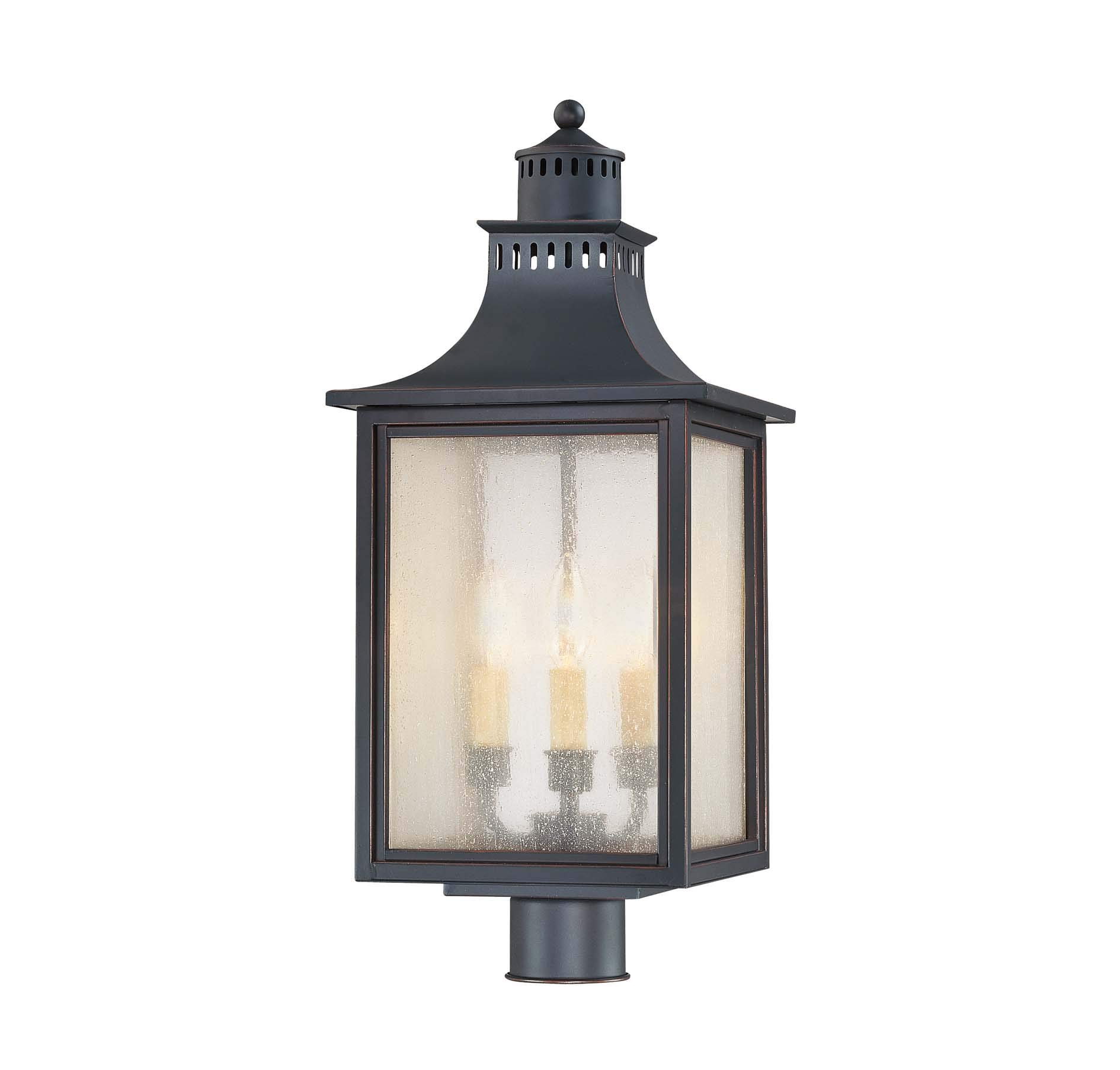 Savoy House 5-255-25 Outdoor 3-Light Post Lantern - Elegant Black Exterior Lighting for Porch, Garden, and Pathway - Weather-Resistant for Year-Round Use