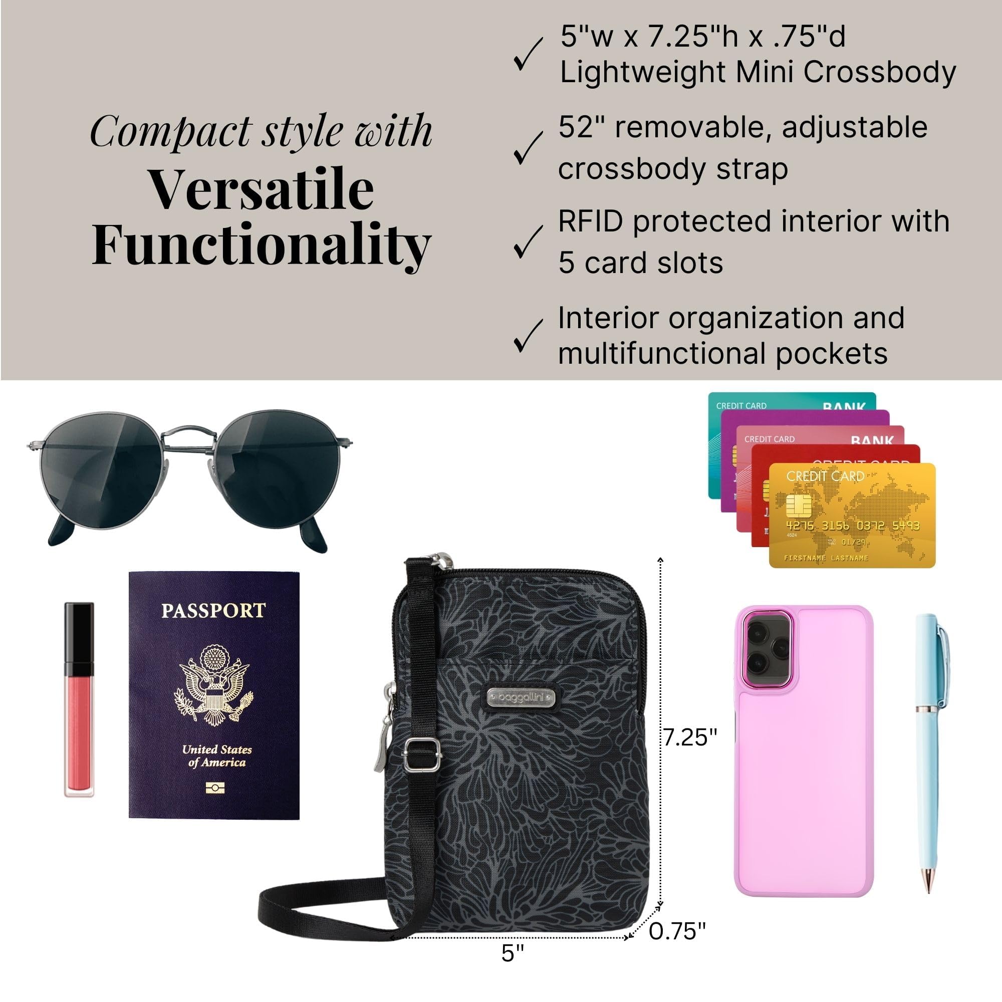 Baggallini Take Two Bryant RFID Crossbody Bag - Stylish & Secure Anti-Theft Purse for Women | Perfect for Travel, Work, and Everyday Use