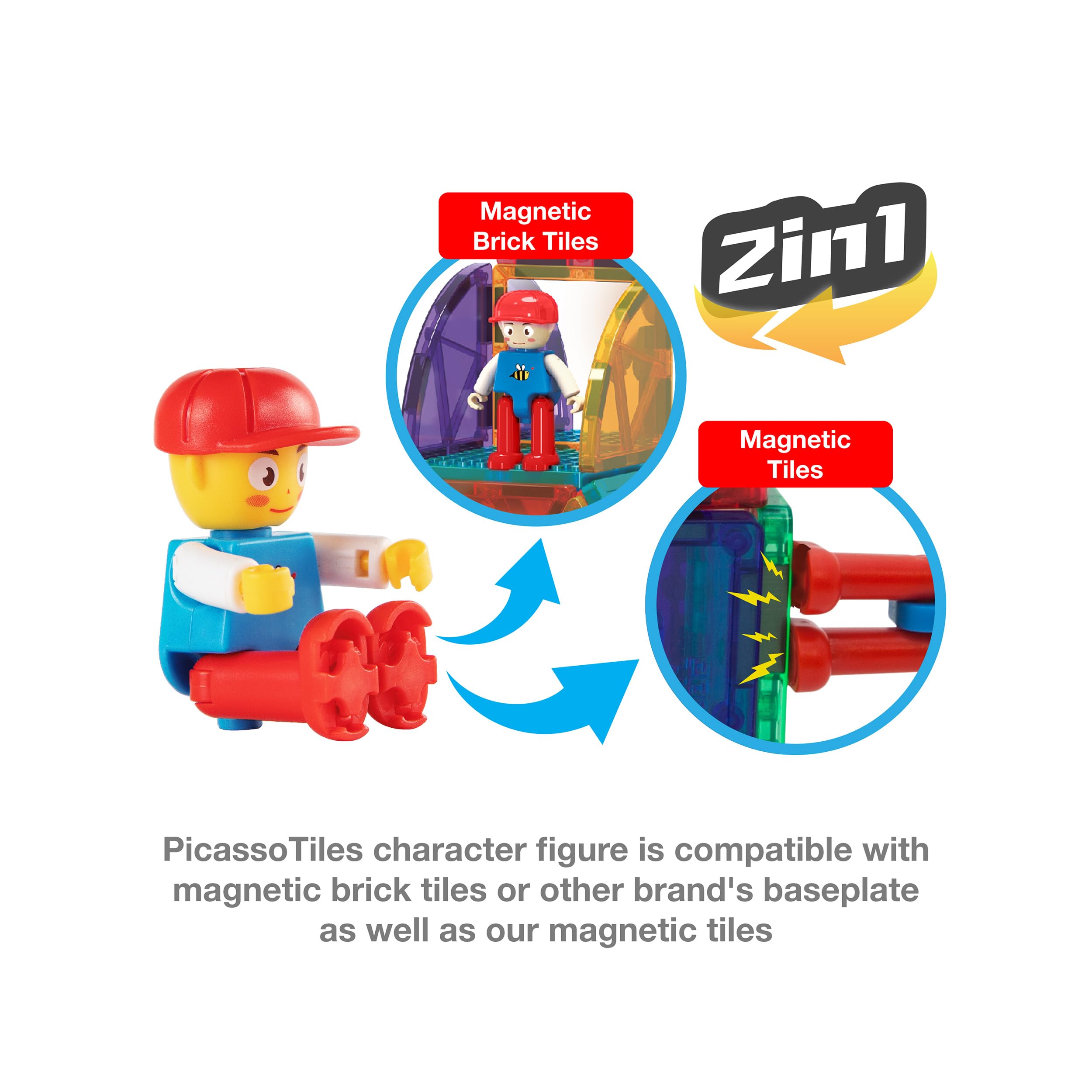 PicassoTiles 333pcs Magnetic Building Blocks Set with Action Figures - STEM Educational Toys for Toddlers & Preschool Kids - Montessori Classroom Learning Activities - Perfect for Creative Play & Early Childhood Development