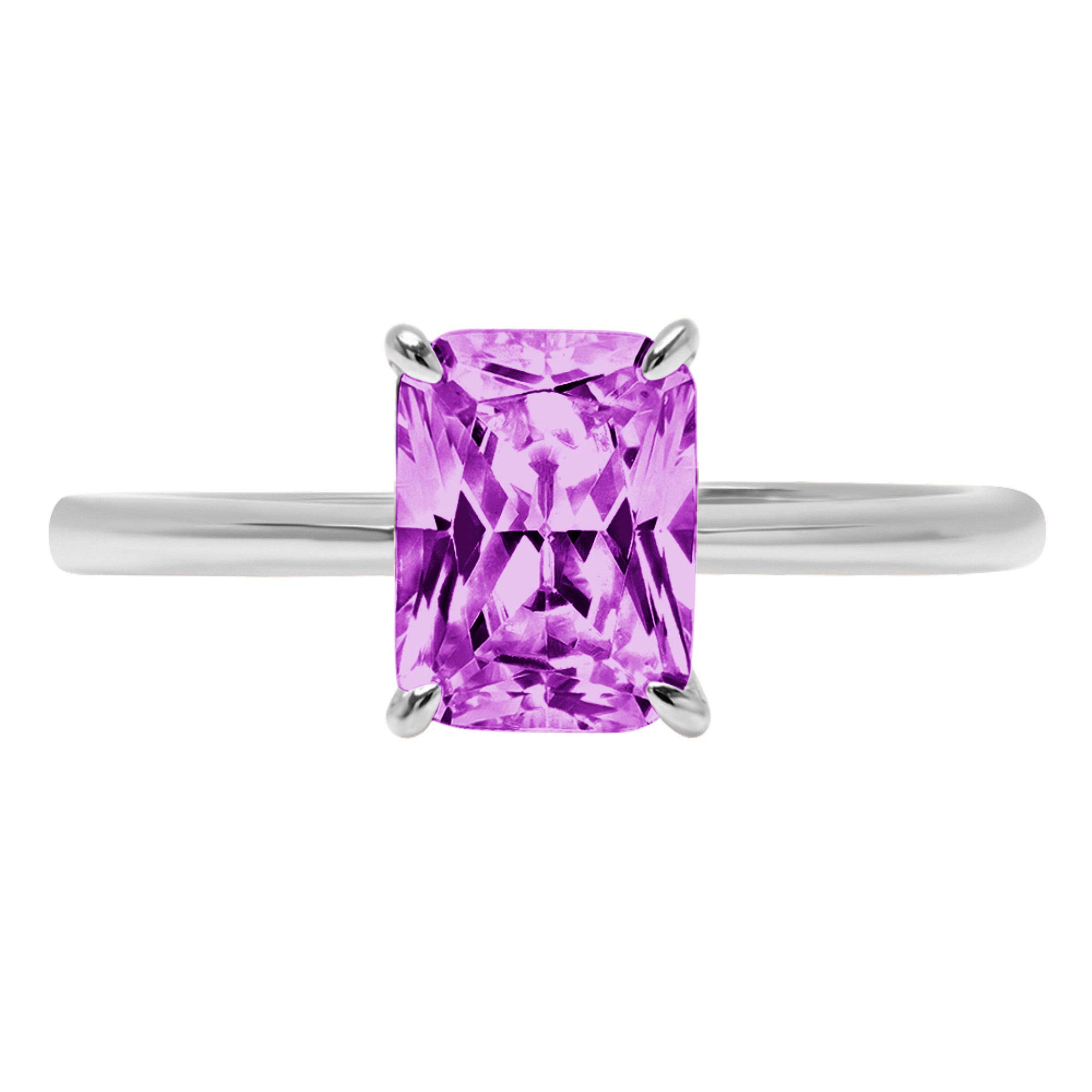 1.0 ct Brilliant Radiant Cut Simulated Alexandrite Solitaire Ring - 18K White Gold 4-Prong Engagement Wedding Band for Women | Perfect for Proposals, Anniversaries & Special Occasions